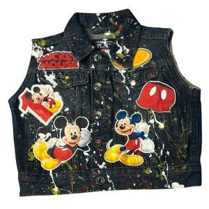 The Children’s Place Toddler Mickey Mouse Paint Splatter Denim Vest 18-24M, Boxy